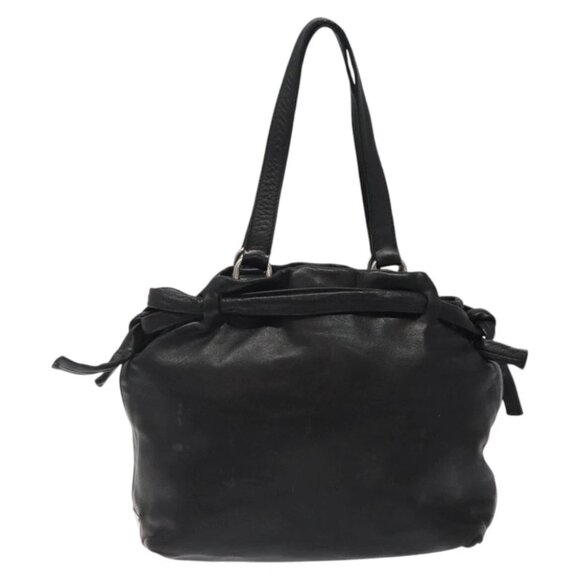 PRADA Hand Bag Leather Black Silver Auth sw622 - Picture 14 of 16